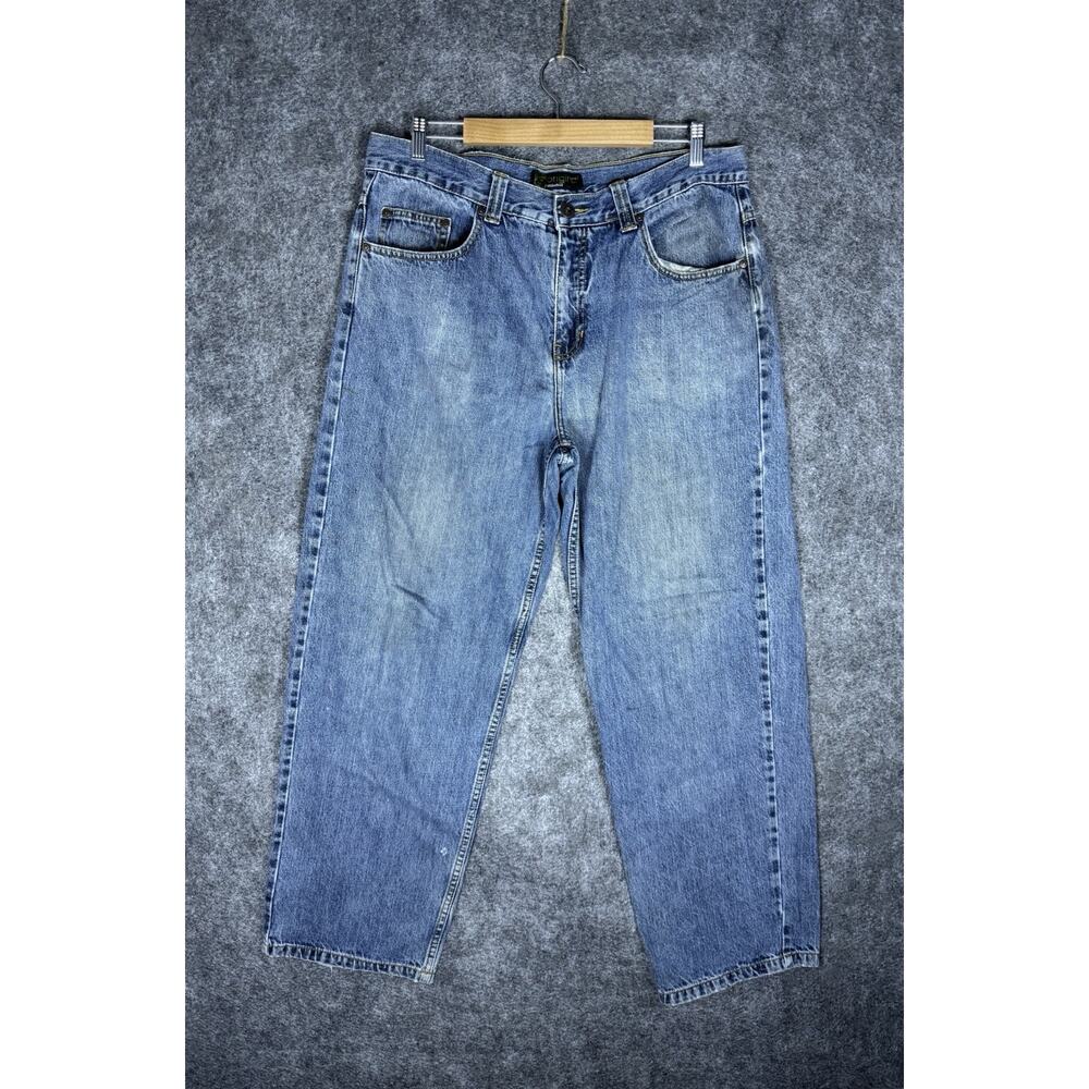 Vtg Y2K Anchor Blue Baggy Jeans Mens 36x32 Skate Grunge Hip Hop Distressed